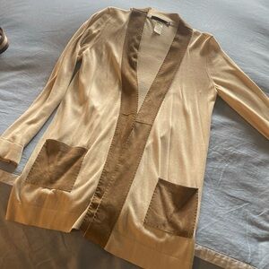 Gorgeous Italian slinky sweater with suede trim